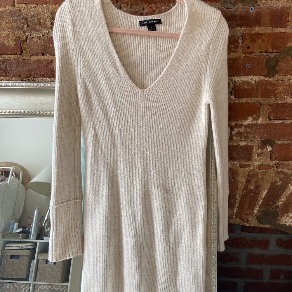 Something Navy Long Sleeve Sweater Dress